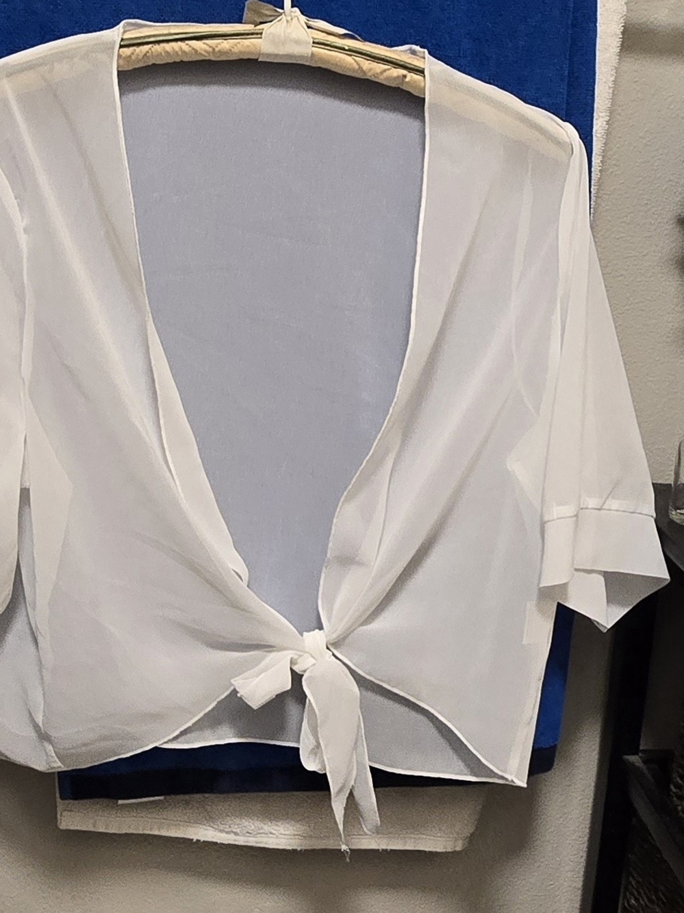 Sheer White Tie-Front Women's Blouse